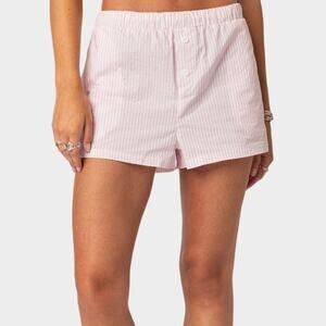 EDIKTED Women's Pinstripe Boxer Shorts Pink Size M